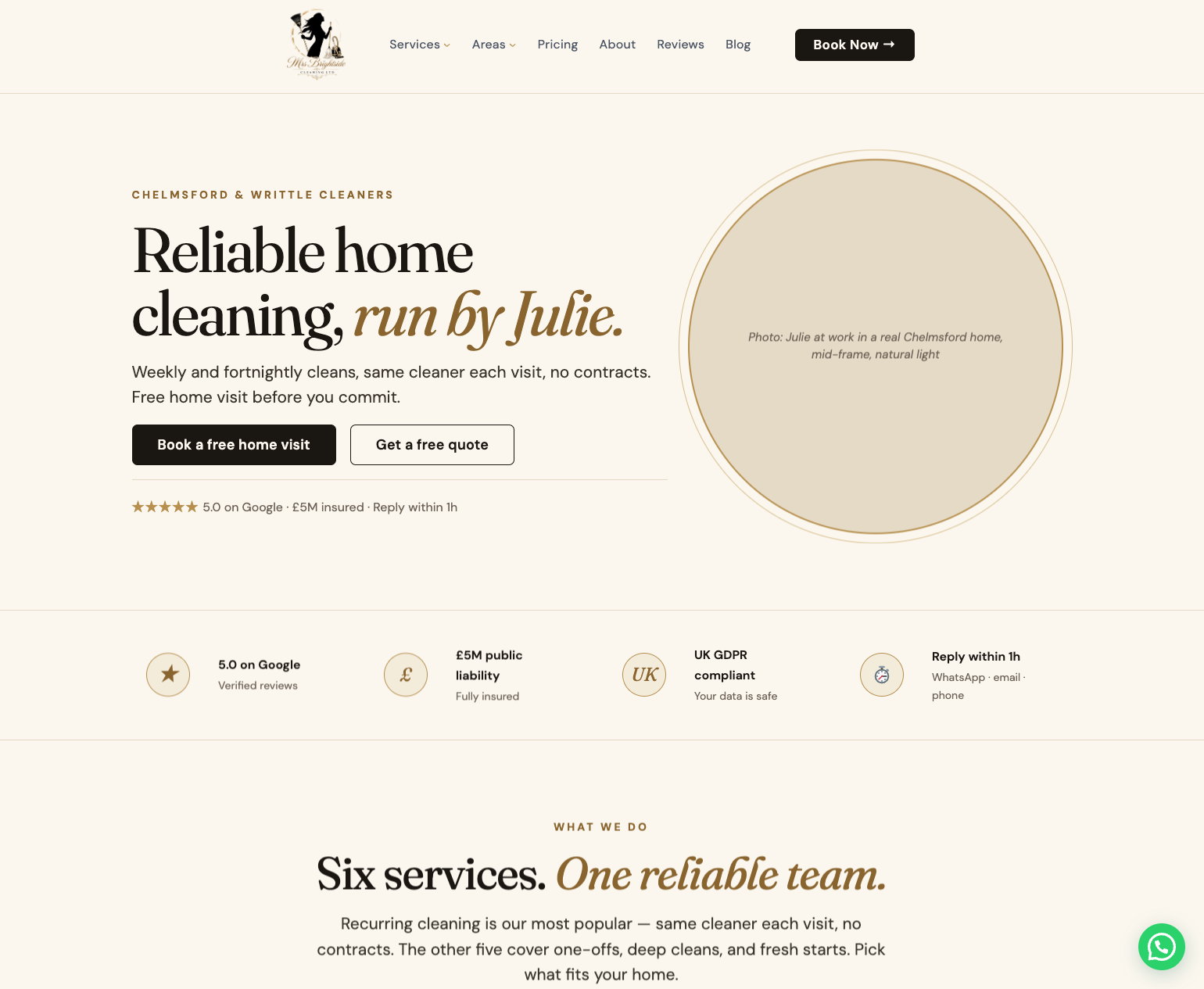 Home-cleaning service website